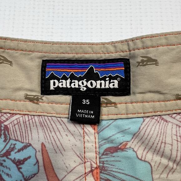 Patagonia Men’s Wavefarer Striped Board Shorts Size 35 Brown Orange Hawaiian - Picture 7 of 12